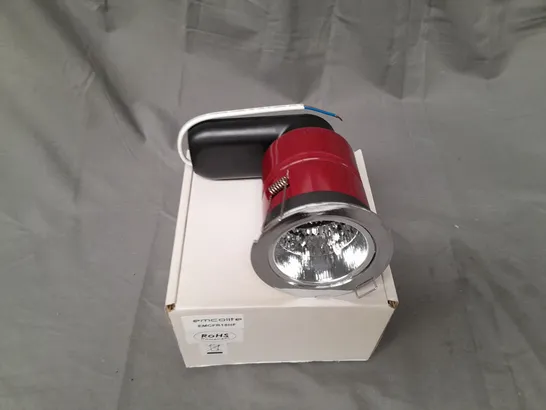 BOX OF APPROX 7 EMCOLITE RED SPOTLIGHT CEILING LIGHT WITH CHROME SURROUND 