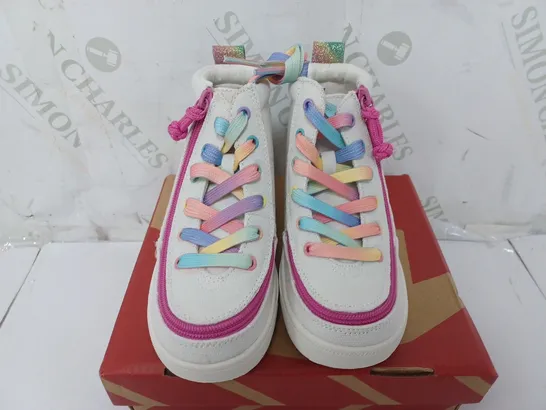 BOXED PAIR OF BILLY CLASSICE ;ACE HIGHS IN WHITE RAINBOW - KIDS UK 9