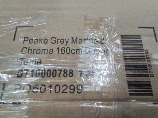 PALLET CONTAINING 8 BOXED PEAKE GREY MARBLE & CHROME 160CM DINING TABLE PARTS - BOXES 1 OF 3 ONLY