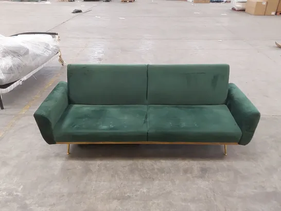 DESIGNER LARGE CLIC CLAC VELVET UPHOLSTERED SOFA BED - GREEN