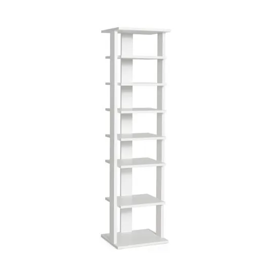 BOXED COSTWAY 7 SHELF WHITE WOODEN VERTICAL SHOE RACK