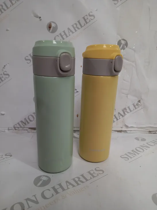 LOCK & LOCK SET OF 2 STAINLESS INSULATED DAILY POP PASTEL WATER BOTTLES