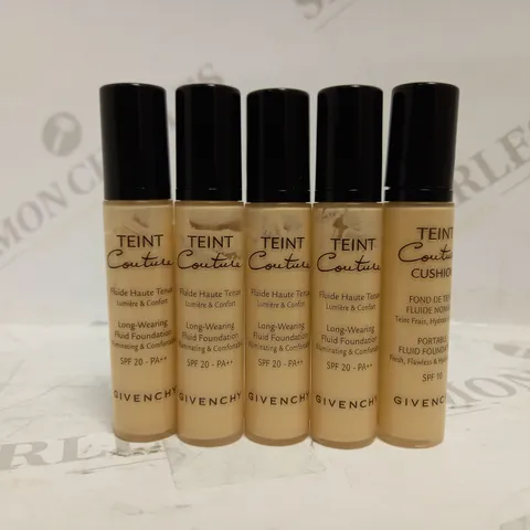 LOT OF 5 GIVENCHY TEINT COUTURE LONG WEARING FLUID FOUNDATION IN ELEGANT SAND (5 X 10ML)