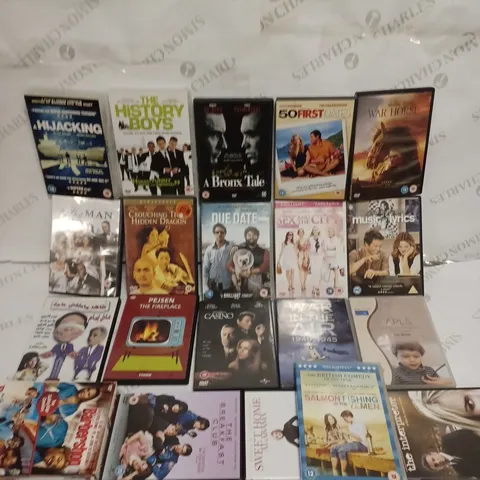 LOT TO CONTAIN 20 X ASSORTED FILMS 7 DVD'S, INCLUDES WAR HORSE, SEX & THE CITY, CASINO ETC 