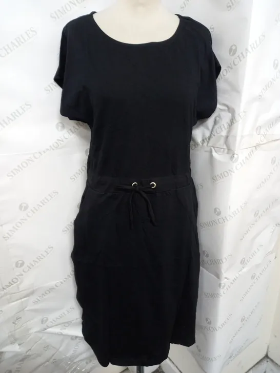 BOARDANGELS COTTON POCKET MIDI DRESS IN BLACK SIZE 12