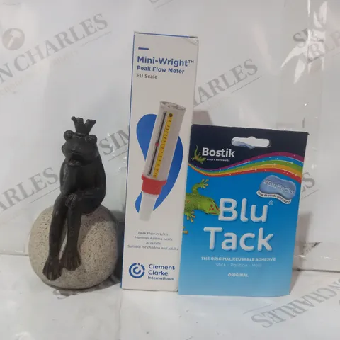 APPROXIMATELY 20 ASSORTED HOUSEHOLD ITEMS TO INCLUDE BLU TACK, PEAK FLOW METER, ETC
