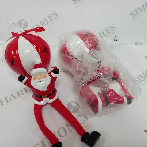 OUTLET SANTAS EXPRESS SET OF 2 PRELIT PARACHUTING SANTA DANGLY LEGS