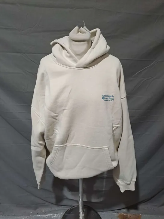 ABERCROMBIE & FITCH CREAM PULLOVER HOODIE - MEDIUM