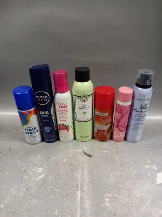 APPROXIMATELY 15 ASSORTED AEROSOLS TO INCLUDE DRY SHAMPOO, HEAT SPRAY, NIVEA MEN DEODORANT ETC - COLLECTION ONLY 