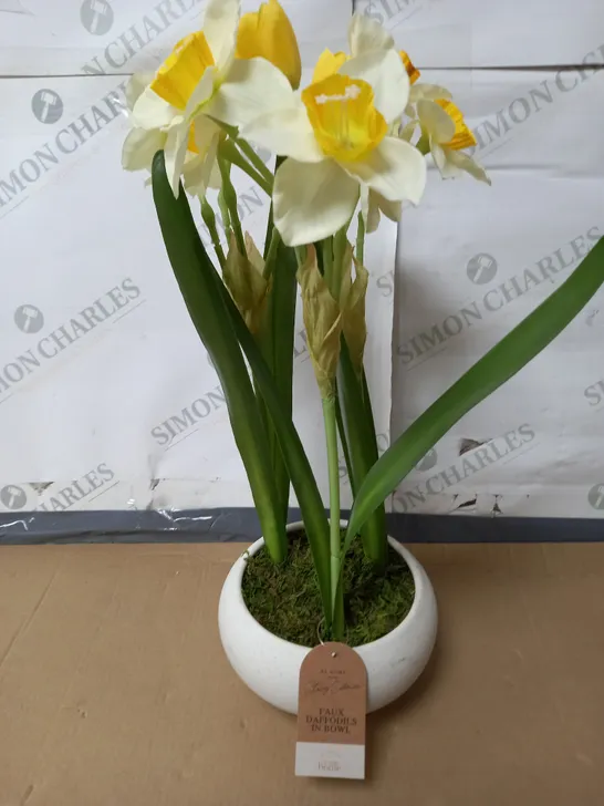 FAUX DAFFODILS IN BOWL