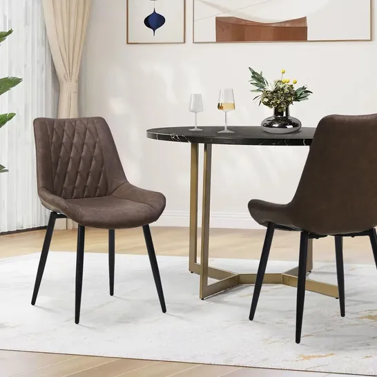 BOXED CARL DINING CHAIRS [SET OF 2] [FAUX LEATHER]