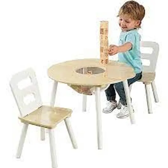 KID KRAFT ROUND STORAGE TABLE & TWO CHAIR SET 