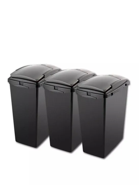 BOXED SET OF 3 RECYCLING KITCHEN UTILITY WASTE BINS