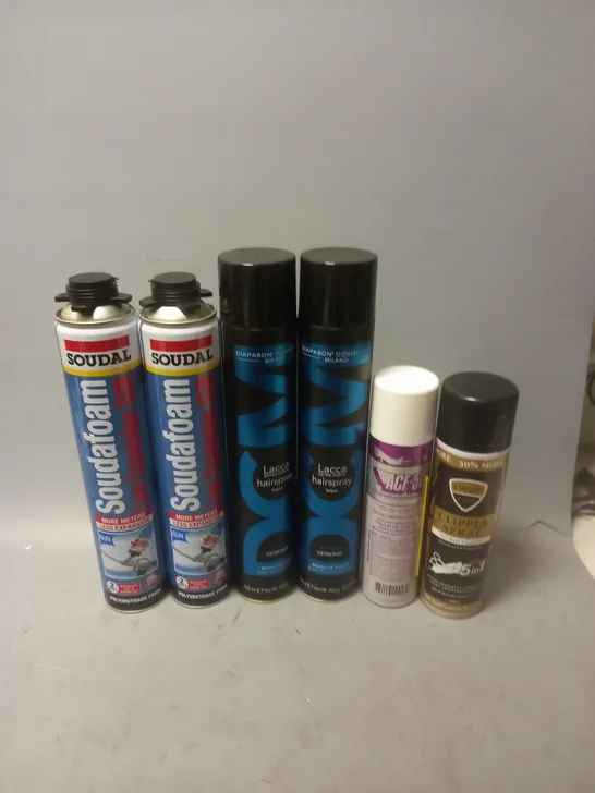 APPROXIMATELY 8 ASSORTED AEROSOLS TO INCLUDE CLIPPER SPRAY, ACF-50, AND LACCA HAIRSPRAY LAQUE ETC. 