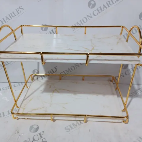 BOXED UNBRANDED STORAGE RACK IN METALLIC GOLD COLOUR W. MARBLE EFFECT DESIGN