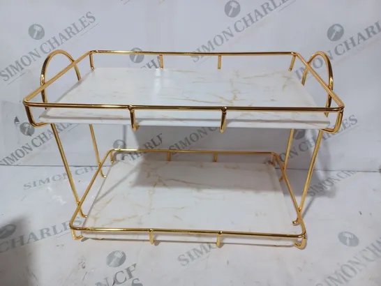 BOXED UNBRANDED STORAGE RACK IN METALLIC GOLD COLOUR W. MARBLE EFFECT DESIGN