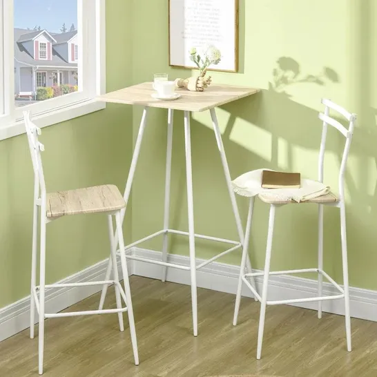 BOXED BAR TABLE AND STOOLS - WHITE