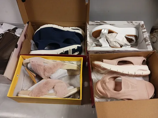 APPROXIMATELY 9 BOXED PAIRS OF SHOES AND SANDALS IN VARIOUS TYPES, COLOURS AND SIZES FROM STRIVE, SKETCHERS, MODA IN PELLE, ETC