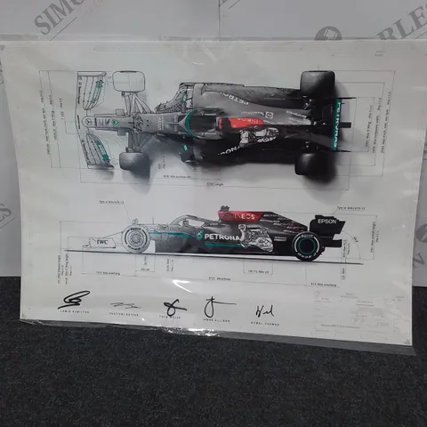 SIGNED MERCEDES F1 LIVERY SCHEMATIC 