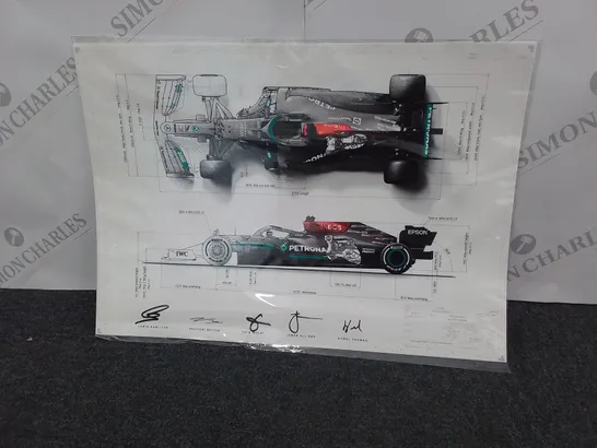 SIGNED MERCEDES F1 LIVERY SCHEMATIC 