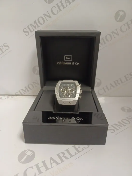 BOXED ZIHLMANN AND CO LUXURY CHRONOGRAPH WATCH - 3ATM WATER RESISTANT - RUBBER STRAP