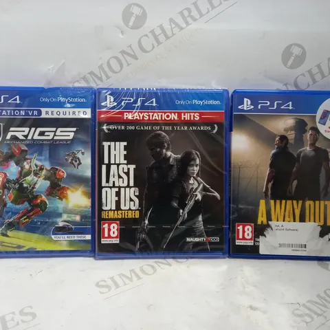 3 PS4 GAMES: A WAY OUT, RIGS + THE LAST OF US