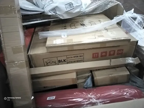 PALLET OF ASSORTED ITEMS INCLUDING PELONIS TOWER HEATER, CURTAIN RODS, DECEN MULTIFUNCTION FOOD PROCESSOR, JACKEN SOLAR SAGA SOLAR PANEL