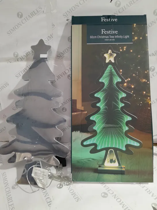 BOXED FESTIVE 60CM CHRISTMAS TREE INFINTY LIGHT