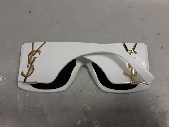 SAINT LAURENT YSL LOGO WHITE FRAMED SUNGLASSES 