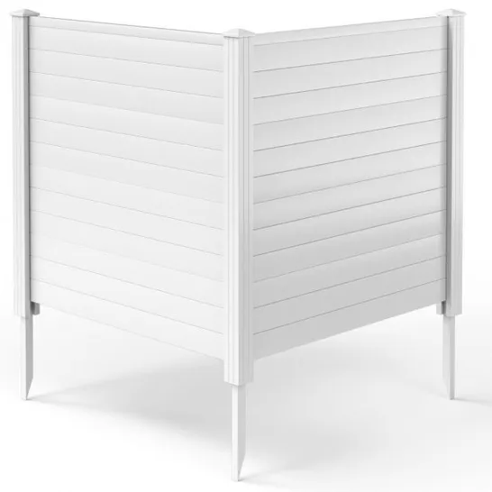 BOXED COSTWAY 2-PANEL OUTDOOR PICKET FENCE WITH 3 CUSPIDAL FOOT STAKES - WHITE