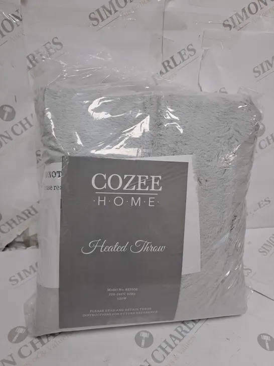 COZEE HOME VELVETSOFT HEATED THROW IN LIGHT GREY