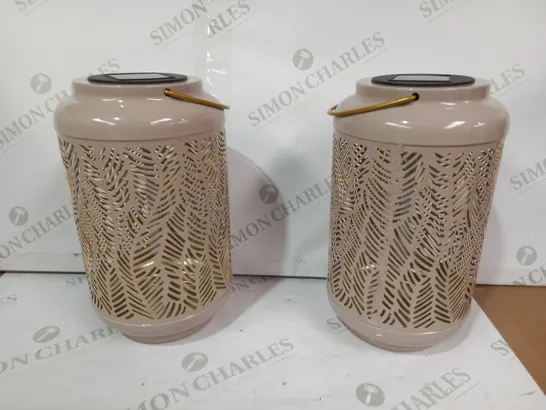 GARDEN REFLECTIONS SET OF 2 PATTERNED SOLAR LANTERNS