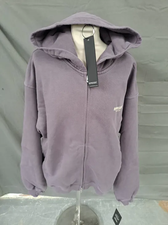 REPESENT OWNERS CLUB ZIP HOODIE IN VIOLET - L