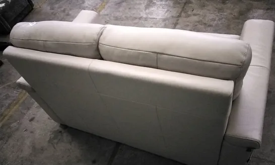 QUALITY ITALIAN DESIGNER ADRIANO WHITE GREY LEATHER LOVESEAT