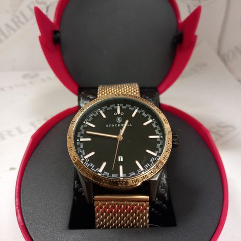 STOCKWELL GOLD COLOUR MESH STRAP WRISTWATCH
