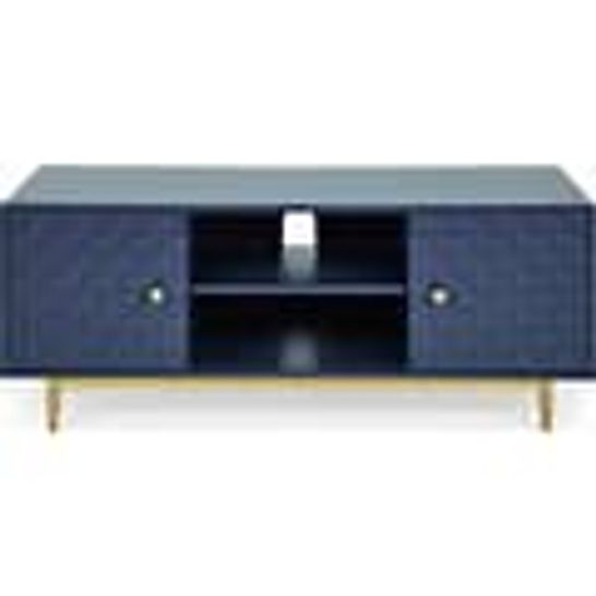 BOXED DECO WIDE TV UNIT IN NAVY - 1 BOX