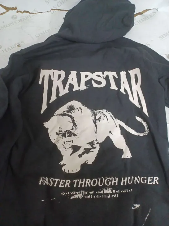 TRAPSTAR BLACK PULL OVER HOODIE - MEDIUM