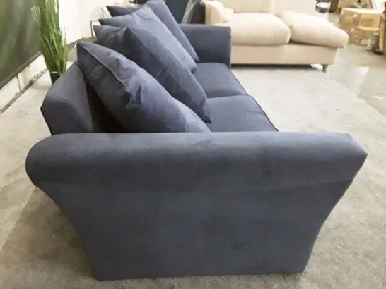 QUALITY DESIGNER 3 SEATER SOFA - DARK BLUE FABRIC  