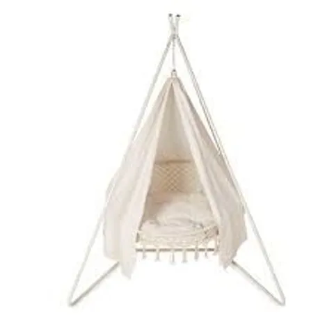 BOXED INNOVATORS BALI MACRAME DOUBLE HANGING CHAIR WITH WATER REPELLENT - GREY