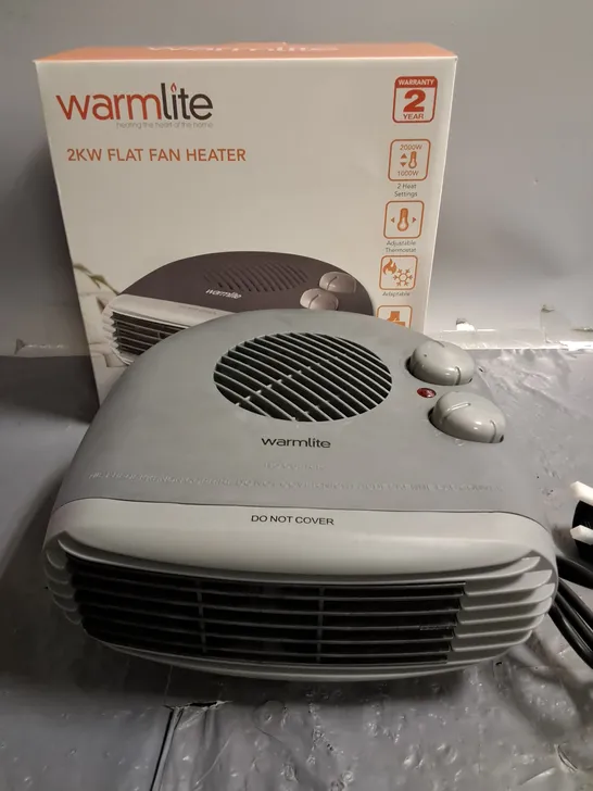 BOXED WARMLITE 2KW FLAT FAN HEATER