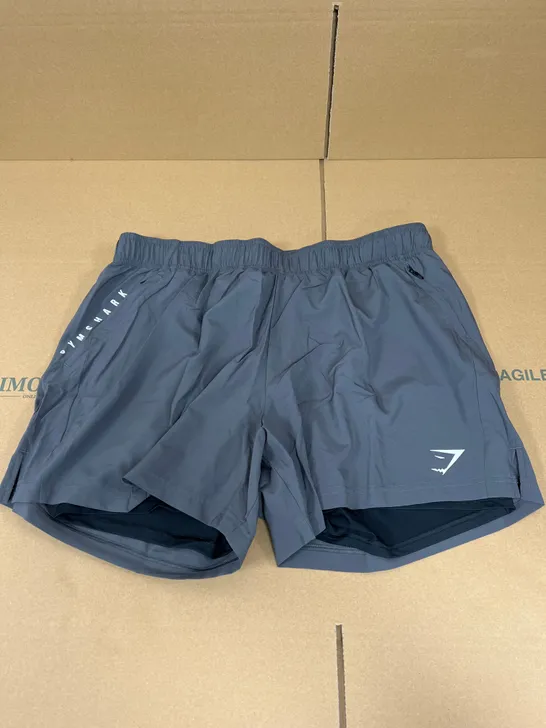 GYMSHARK SIZE XXL GREY LOGO TRAINING SHORTS 