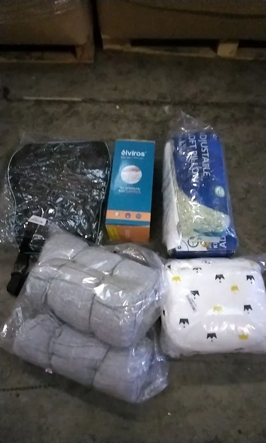 PALLET OF ASSORTED HOUSEHOLD GOODS TO INCLUDE CERVICAL PILLOW, ADJUSTABLE LOFT PILLOW, AND SOTOR SUPPORT ETC.