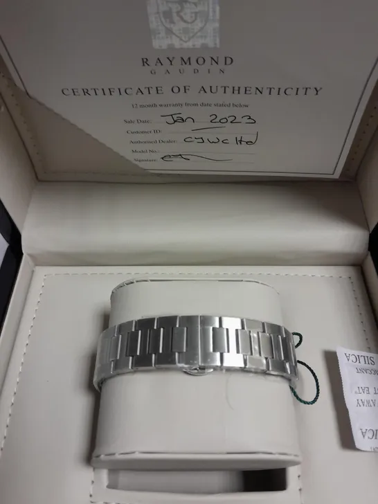 BOXED GENTS RAYMOND GAUDIN STAINLESS STEEL WATCH