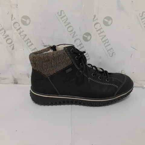 PAIR OF RIEKER LACE UP BOOTS IN BLACK SIZE 6
