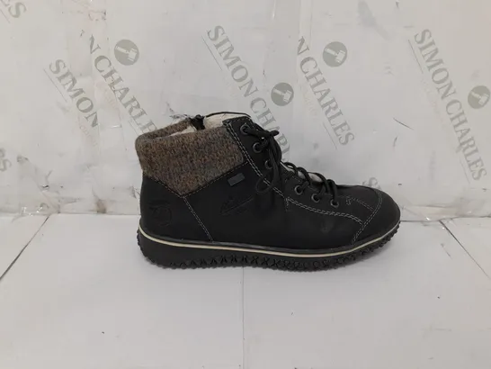 PAIR OF RIEKER LACE UP BOOTS IN BLACK SIZE 6