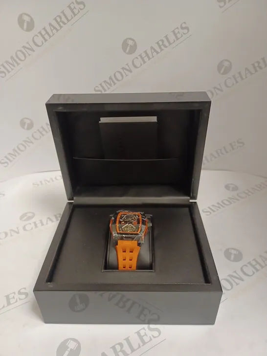 BOXED GRESHAM GENTS GENESIS G1 SPECIAL EDITION WATCH RUBBER STRAP - ORANGE