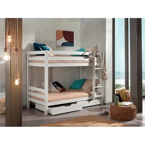 BOXED PINO KIDS EUROPEAN SINGLE BUNK BED WITH DRAWERS