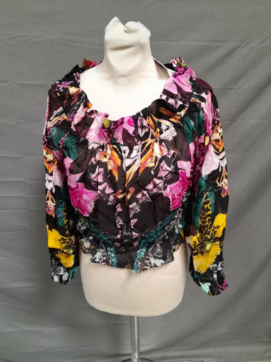 KAREN MILLEN TROPICAL FLORA GEORGETTE BEACH TOP IN MULTI SIZE L