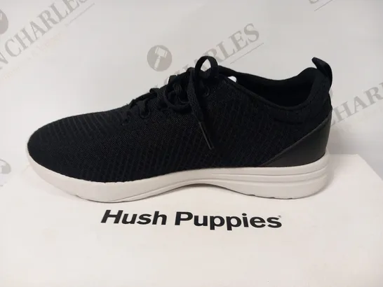 BOXED HUSH PUPPIES HW06765-001 WOMEN THE GOOD LACEUP BLACK TEXTILE SIZE 6