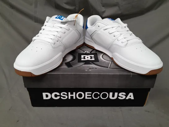 BOXED PAIR OF DC CENTRAL SHOES IN WHITE/BLUE UK SIZE 13